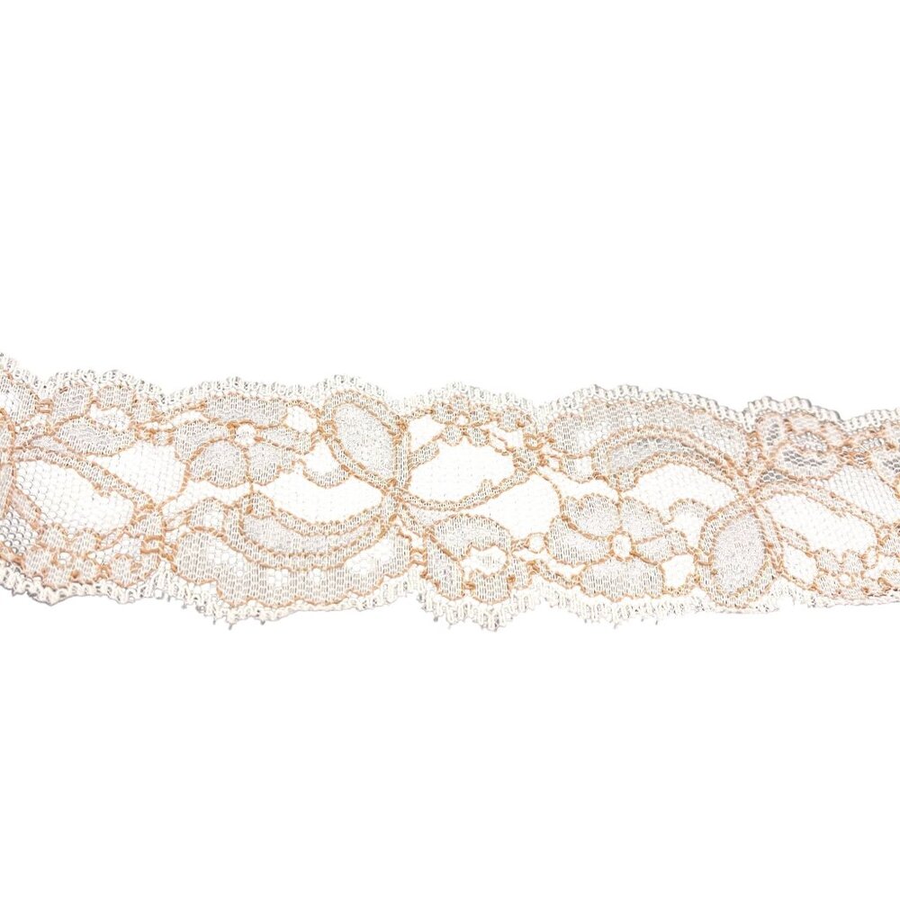 Vintage Underwear Panty Lace Trim Cream 1-1/2"  with Beige/Orange Accent 5 Yards